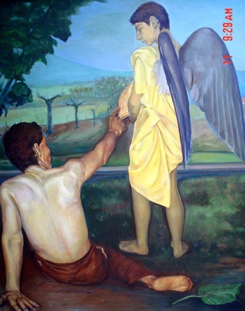 La vocazione di Sant'Agostino (fase di realizzaz.) 